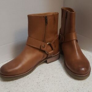 Frye "Cara" Tan Leather Ankle Boots